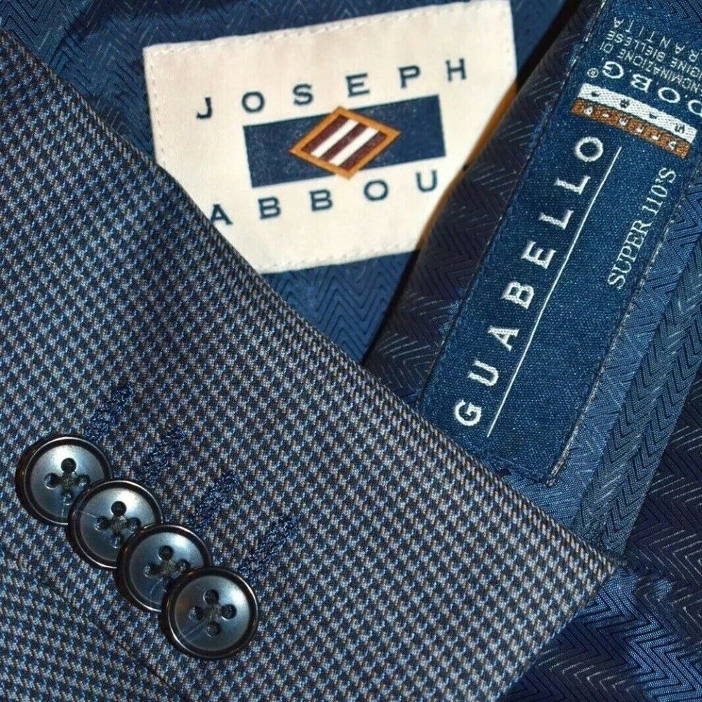 $429 NWT 48R Joseph Abboud Metal Blue Plaid blazer